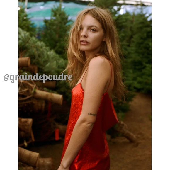 Zara Red Sequin Spaghetti Strap Back Cowl Drape Mini Slip Dress XS S - Picture 6 of 6